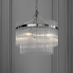 Marietta - Bright Nickel 3 Light Centre Fitting with Clear Glass Rods Marietta - Bright Nickel 3 Light Centre Fitting with Clear Glass Rods
