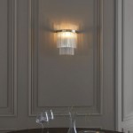 Marietta - Bright Nickel Wall Lamp with Clear Glass Rods Marietta - Bright Nickel Wall Lamp with Clear Glass Rods