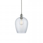 Marinella - Bright Nickel Pendant with Clear Hammered Glass Marinella - Bright Nickel Pendant with Clear Hammered Glass