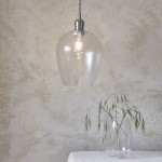 Marinella - Bright Nickel Pendant with Clear Hammered Glass Marinella - Bright Nickel Pendant with Clear Hammered Glass