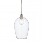 Marinella - Bright Nickel Pendant with Clear Hammered Glass Marinella - Bright Nickel Pendant with Clear Hammered Glass