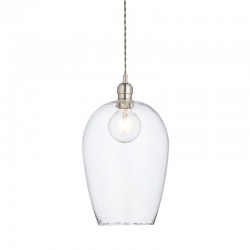 Marinella - Bright Nickel Pendant with Clear Hammered Glass Marinella - Bright Nickel Pendant with Clear Hammered Glass
