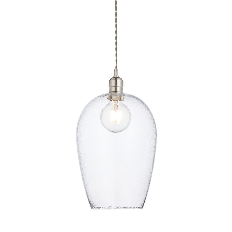 Ambience-71706 - Marinella - Bright Nickel Pendant with Clear Hammered Glass