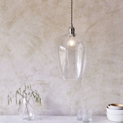 Marinella - Bright Nickel Pendant with Clear Hammered Glass Marinella - Bright Nickel Pendant with Clear Hammered Glass