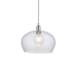 Marinella - Bright Nickel Pendant with Clear Hammered Glass Marinella - Bright Nickel Pendant with Clear Hammered Glass