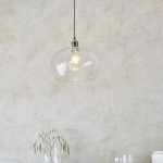 Marinella - Bright Nickel Pendant with Clear Hammered Glass Marinella - Bright Nickel Pendant with Clear Hammered Glass