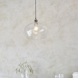Marinella - Bright Nickel Pendant with Clear Hammered Glass Marinella - Bright Nickel Pendant with Clear Hammered Glass