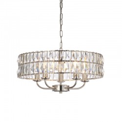 Clifton - Bright Nickel 5 Light Pendant with Crystal