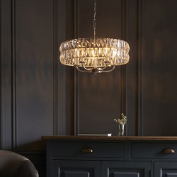 Clifton - Bright Nickel 5 Light Pendant with Crystal
