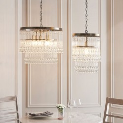 Genevieve - Antique Brass Chandelier with Clear Grass Genevieve - Antique Brass Chandelier with Clear Grass