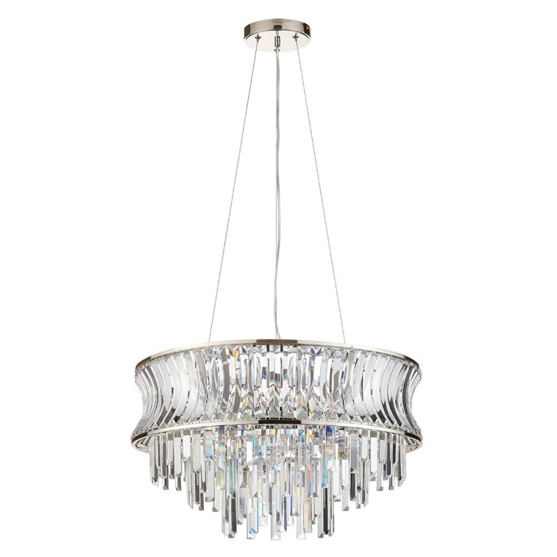 Ambience-71712 - Bouquet - Bright Nickel 9 Light Chandelier with Crystal