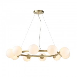 Turno - Satin Brass 10 Light Centre Fitting with Gloss White Glasses Turno - Satin Brass 10 Light Centre Fitting with Gloss White Glasses