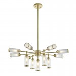 Avalon - Satin Brass 13 Light Centre Fitting with Ribbed Glasses Avalon - Satin Brass 13 Light Centre Fitting with Ribbed Glasses