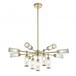 Avalon - Satin Brass 13 Light Centre Fitting with Ribbed Glasses Avalon - Satin Brass 13 Light Centre Fitting with Ribbed Glasses