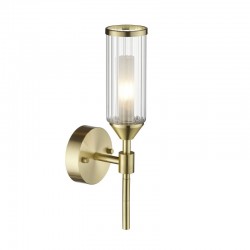 Avalon - Satin Brass Wall Lamp with Ribbed Glass