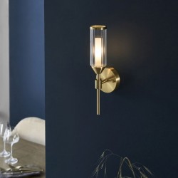Avalon - Satin Brass Wall Lamp with Ribbed Glass