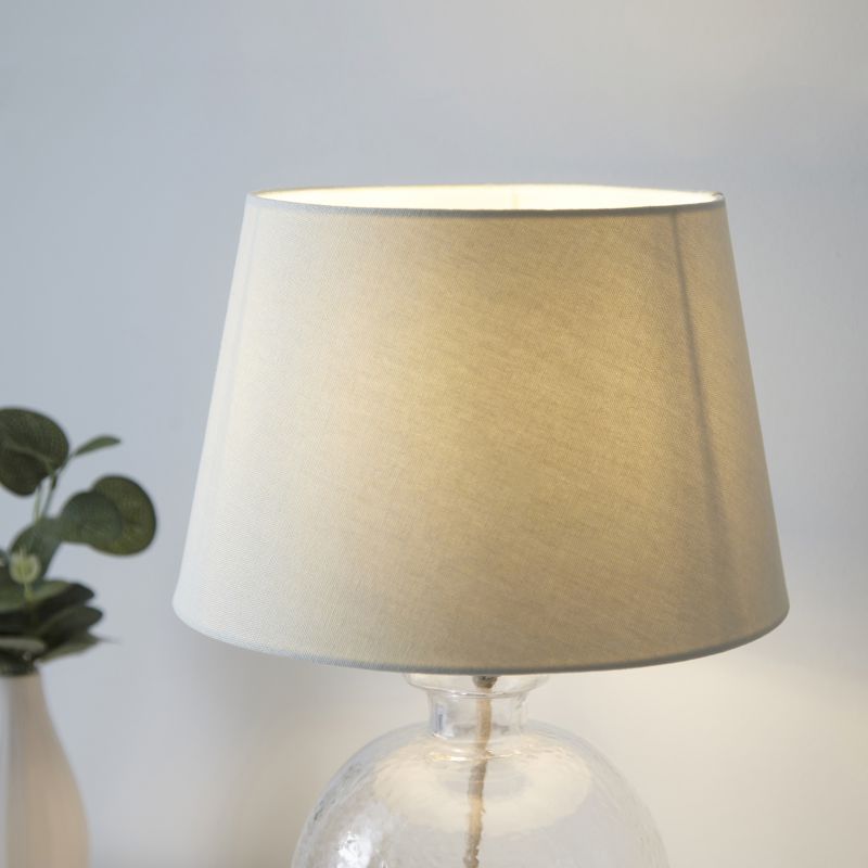 Endon-106275 - Lyra - Textured Glass Table Lamp with Ivory Linen Shade