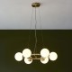 Ambience-71717 - Turno - Satin Brass 6 Light Centre Fitting with Gloss White Glasses