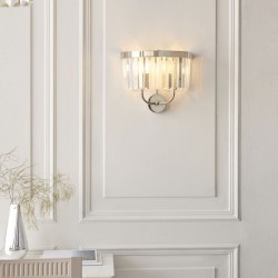 Mephisto - Bright Nickel 2 Light Wall Lamp with Clear Crystal Mephisto - Bright Nickel 2 Light Wall Lamp with Clear Crystal