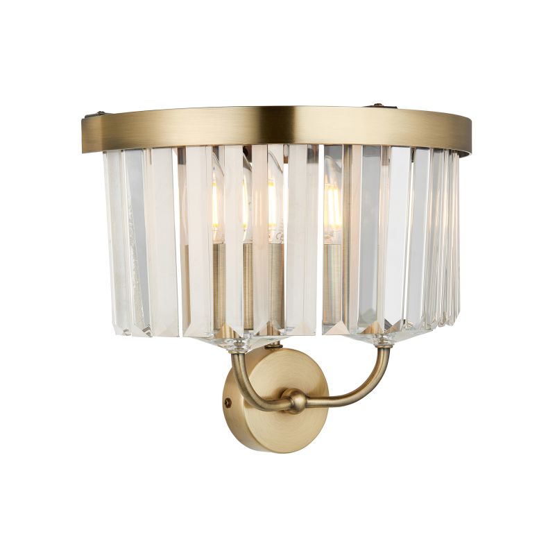 Ambience-106450 - Mephisto - Antique Brass 2 Light Wall Lamp with Clear Crystal