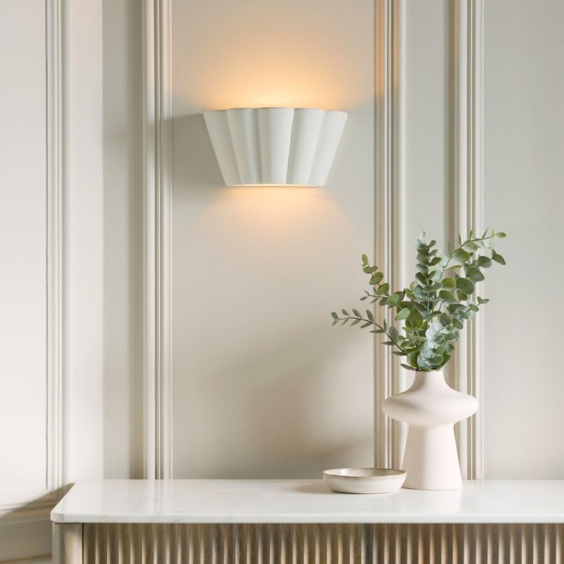 Endon-106615 - Babylon - Unglazed Scalloped Edge Ceramic Wall Light
