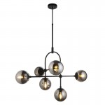 Moon - Matt Black 6 Light Centre Fitting with Smoked Mirror Glasses Moon - Matt Black 6 Light Centre Fitting with Smoked Mirror Glasses