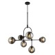 Ambience-71718 - Moon - Matt Black 6 Light Centre Fitting with Smoked Mirror Glasses