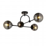 Moon - Matt Black 4 Light Semi Flush with Smoked Mirror Glasses Moon - Matt Black 4 Light Semi Flush with Smoked Mirror Glasses