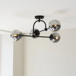 Moon - Matt Black 4 Light Semi Flush with Smoked Mirror Glasses Moon - Matt Black 4 Light Semi Flush with Smoked Mirror Glasses