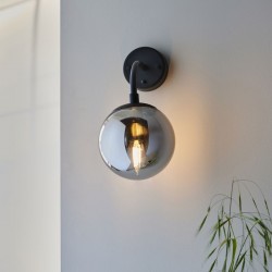 Moon - Matt Black Wall Lamp with Smoked Mirror Glass Moon - Matt Black Wall Lamp with Smoked Mirror Glass