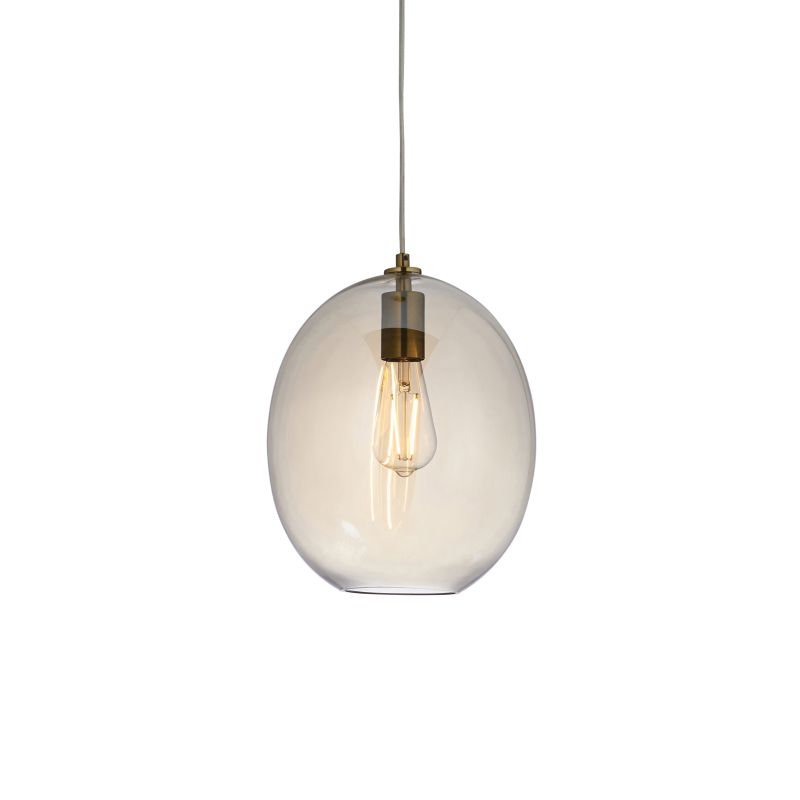 Endon-106678 - Kelda - Satin Brass Pendant with Champagne Lustre Glass