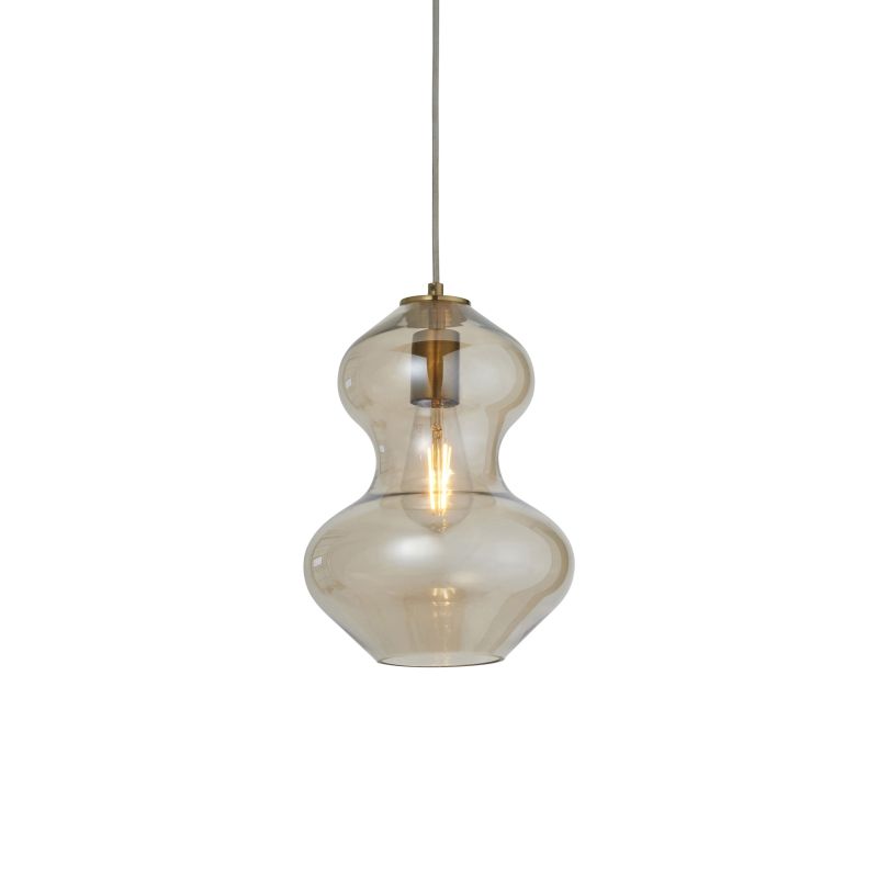 Endon-106681 - Kelda - Satin Brass Pendant with Champagne Lustre Glass