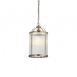 Lambeth - Antique Brass Lantern Pendant with Ribbed Glass Lambeth - Antique Brass Lantern Pendant with Ribbed Glass