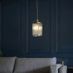 Lambeth - Antique Brass Lantern Pendant with Ribbed Glass Lambeth - Antique Brass Lantern Pendant with Ribbed Glass