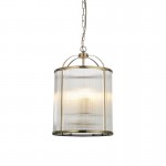 Lambeth - Antique Brass 4 Light Lantern Pendant with Ribbed Glass Lambeth - Antique Brass 4 Light Lantern Pendant with Ribbed Glass