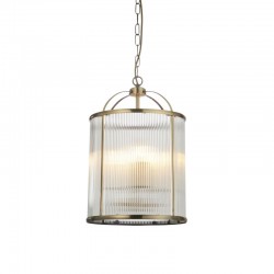 Lambeth - Antique Brass 4 Light Lantern Pendant with Ribbed Glass Lambeth - Antique Brass 4 Light Lantern Pendant with Ribbed Glass