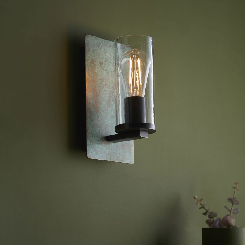 Ambience-71729 - Lotus - Verdigris Bronze Wall Lamp with Clear Glass