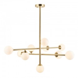 Turno - Satin Brass 10 Light Centre Fitting with Gloss White Glasses Turno - Satin Brass 10 Light Centre Fitting with Gloss White Glasses