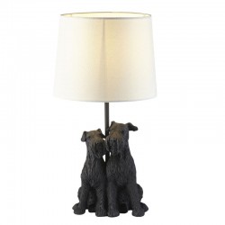 Westie - Matt Black Dogs Table Lamp with Natural Linen Shade Westie - Matt Black Dogs Table Lamp with Natural Linen Shade