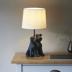 Westie - Matt Black Dogs Table Lamp with Natural Linen Shade Westie - Matt Black Dogs Table Lamp with Natural Linen Shade