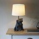 Endon-106794 - Westie - Matt Black Dogs Table Lamp with Natural Linen Shade