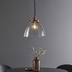 Hansen - Aged Copper Pendant with Clear Glass Ø 33 cm Hansen - Aged Copper Pendant with Clear Glass Ø 33 cm