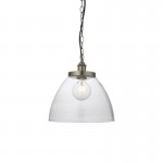 Hansen - Brushed Silver Pendant with Clear Glass Ø 33 cm Hansen - Brushed Silver Pendant with Clear Glass Ø 33 cm