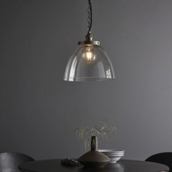 Hansen - Brushed Silver Pendant with Clear Glass Ø 33 cm Hansen - Brushed Silver Pendant with Clear Glass Ø 33 cm