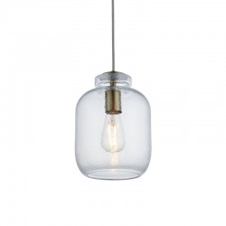 Lyra - Antique Brass Pendant with Clear Textured Glass
