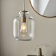 Endon-106923 - Lyra - Antique Brass Pendant with Clear Textured Glass