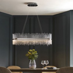 Cortez - LED Chrome over Island Fitting with Twisted Glass Rods Cortez - LED Chrome over Island Fitting with Twisted Glass Rods