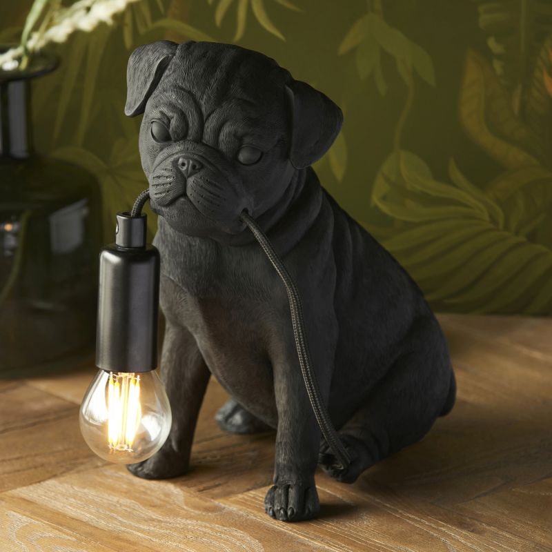 Endon-107325 - Animal - Pug Puppy Black Table Lamp
