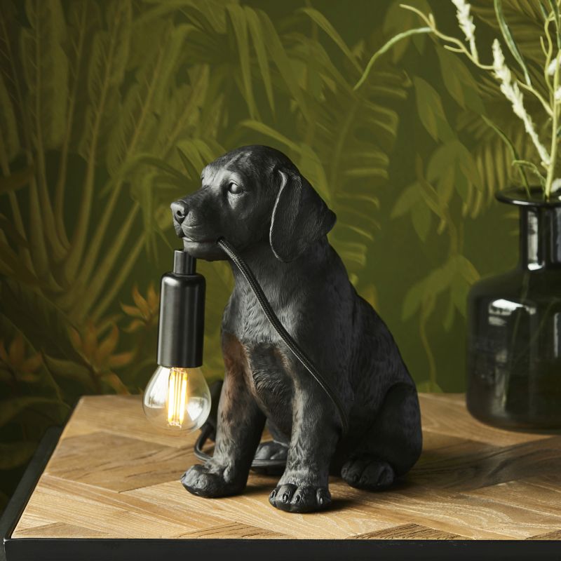 Endon-107365 - Animal - Labrador Puppy Black Table Lamp