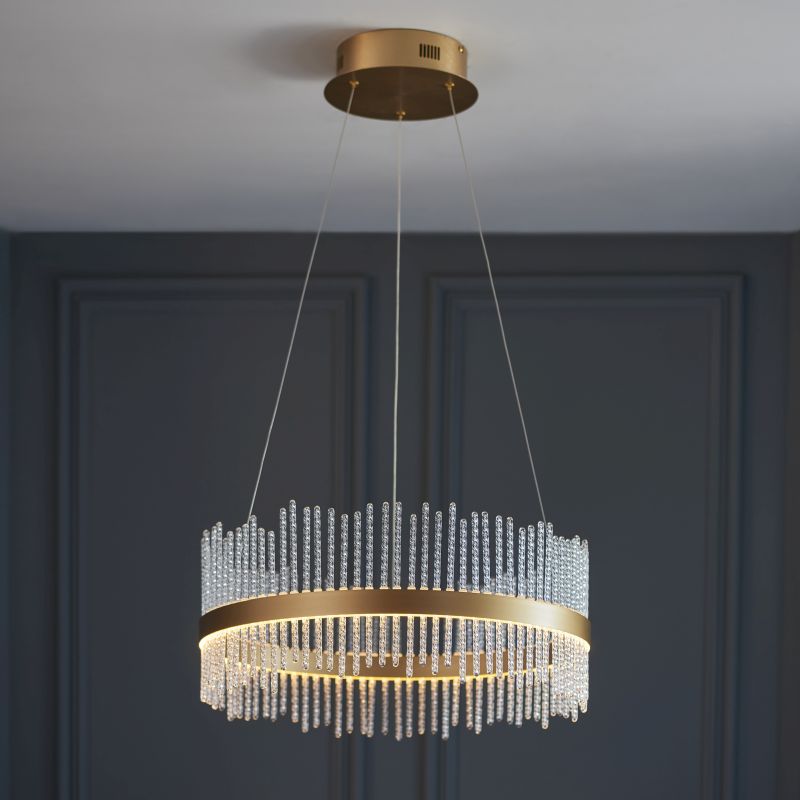 Ambience-71737 - Cortez - LED Brushed Gold Pendant with Twisted Glass Rods